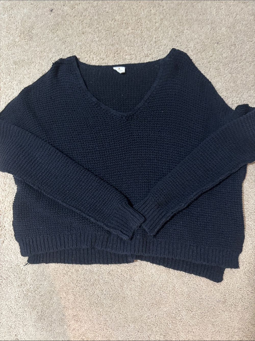 By Together Black V-Neck Chunky Knit Sweater
